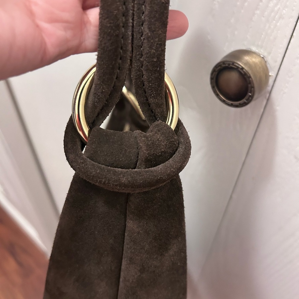 Marlon Made In Italy Dark Brown Suede Hobo Bag- Genuine Leather - Picture 5 of 16